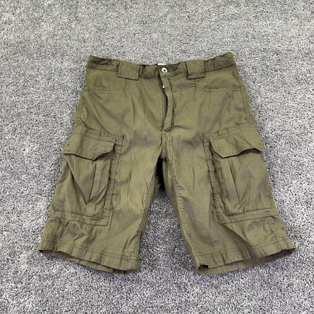 Old Mill Cargo Shorts Mens 36 Green Nylon Stretch Elastic Waist Pockets Outdoor